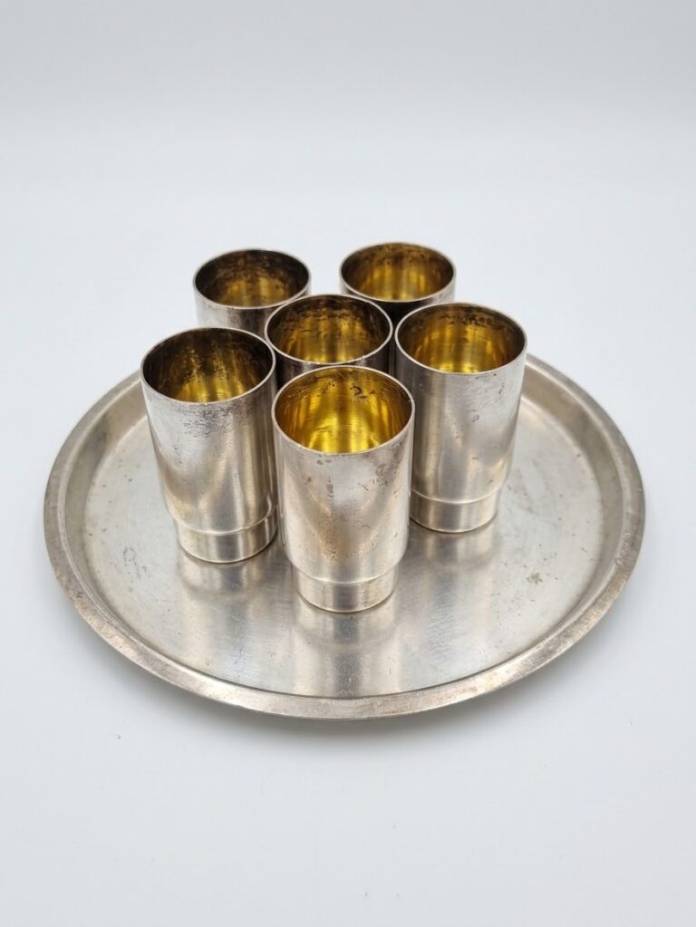 Hõbedast napsuklaasid  6tk.  ja kandik  875   310,24g       USSR  J7        s9320